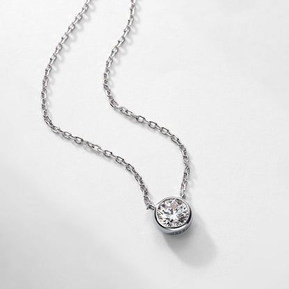 Classic 0.50ct Lab-Grown Diamond Bezel Pendant Necklace & Stud Earrings Set - S925 Sterling Silver