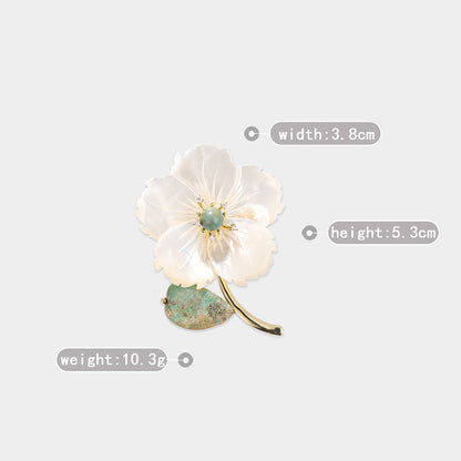 Natural Shell Peach Blossom Brooch