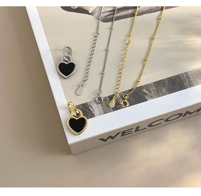 Maillard Accessories S925 Sterling Silver Necklace Women's Double-sided Mother-of-pearl Light Luxury Collarbone Chain Cross-border Cold Style Style