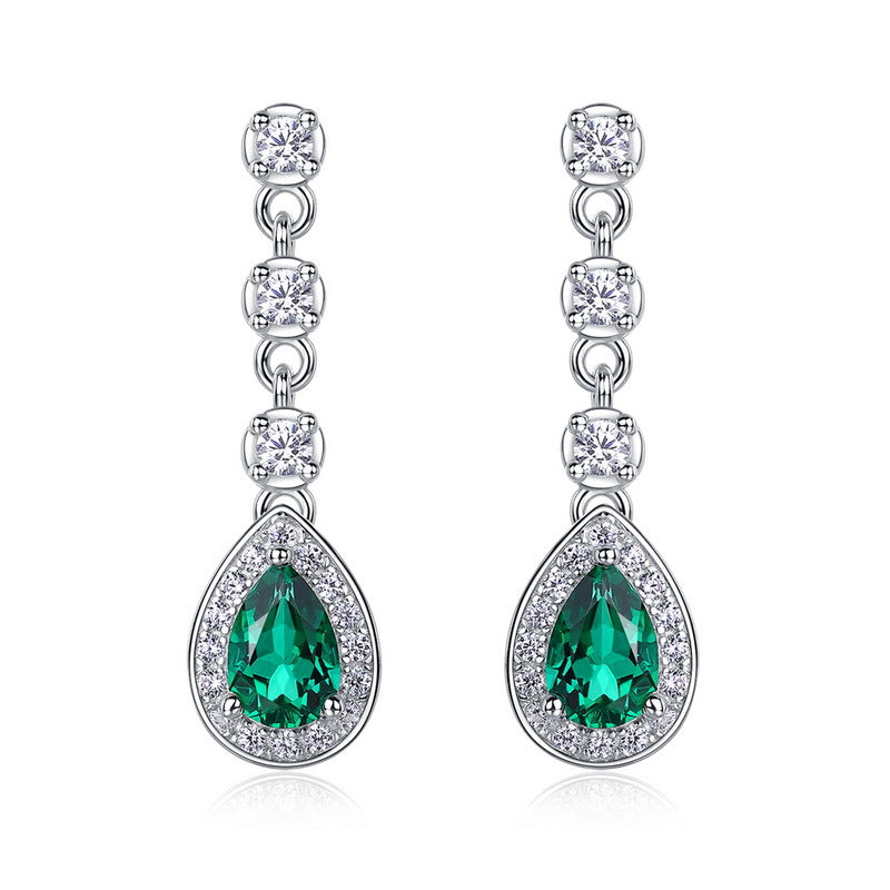Iconic Long-Drop: Radiant Lab-Grown Emerald Tassel Earrings | 925 Silver | Dapaza