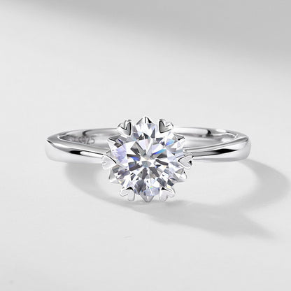 Classic 1ct Lab-Grown Diamond Solitaire Ring - S925 Sterling Silver Heart 6-Prong Band