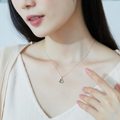 Ginkgo Moss Agate Pendant Necklace | 925 Sterling Silver
