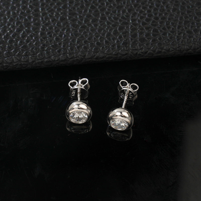 Classic Bezel-Set Lab-Grown Diamond Stud Earrings - S925 Sterling Silver