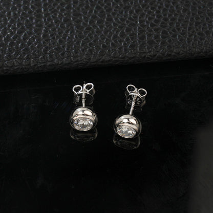 Classic Bezel-Set Lab-Grown Diamond Stud Earrings - S925 Sterling Silver