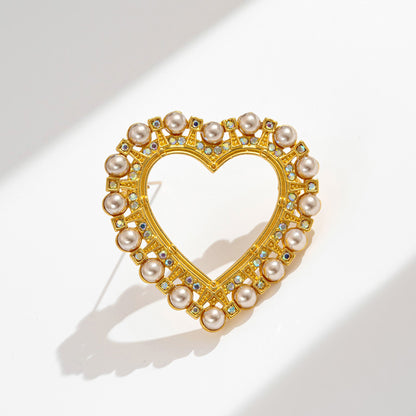 Heart-Shaped Pearl Brooch