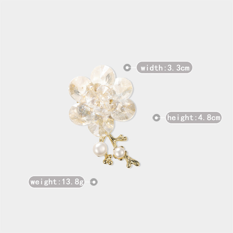 Crystal Plum Blossom Brooch Natural Freshwater Pearl Peach Blossom Pin Accessories Corsage