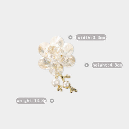 Crystal Plum Blossom Brooch Natural Freshwater Pearl Peach Blossom Pin Accessories Corsage
