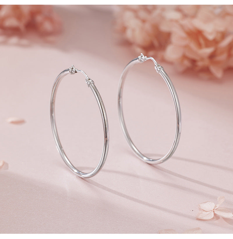 New Circle Earrings S925 Sterling Silver Minimalist Style Hoop Earrings