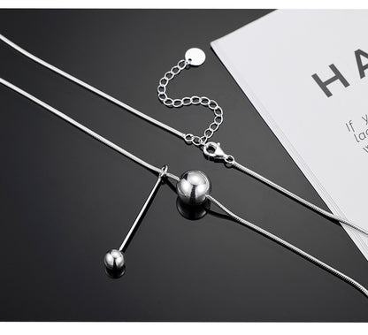925 Sterling Silver Double Round Bead Fringed Snake Bone Chain Female Simple Niche Design