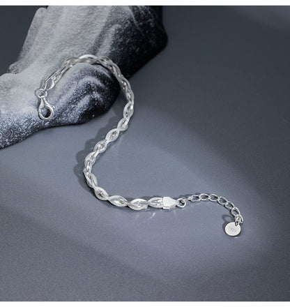 925 Sterling Silver Bracelet Women's Italian Design Woven Four-strand Simple and Fashionable Personalized Bracelet