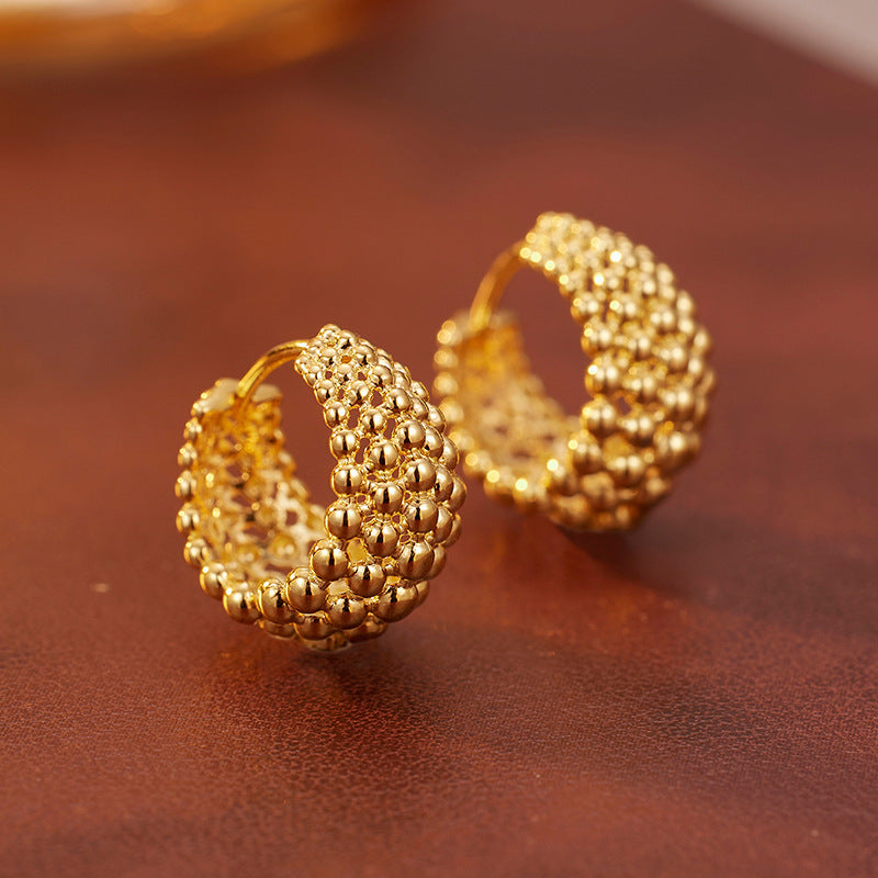 Simple Autumn and Winter 925 Sterling Silver C-shaped Bead Earrings