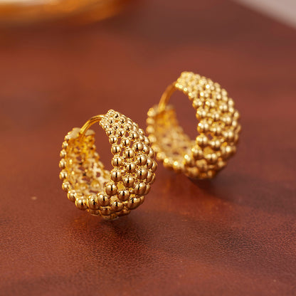 Simple Autumn and Winter 925 Sterling Silver C-shaped Bead Earrings
