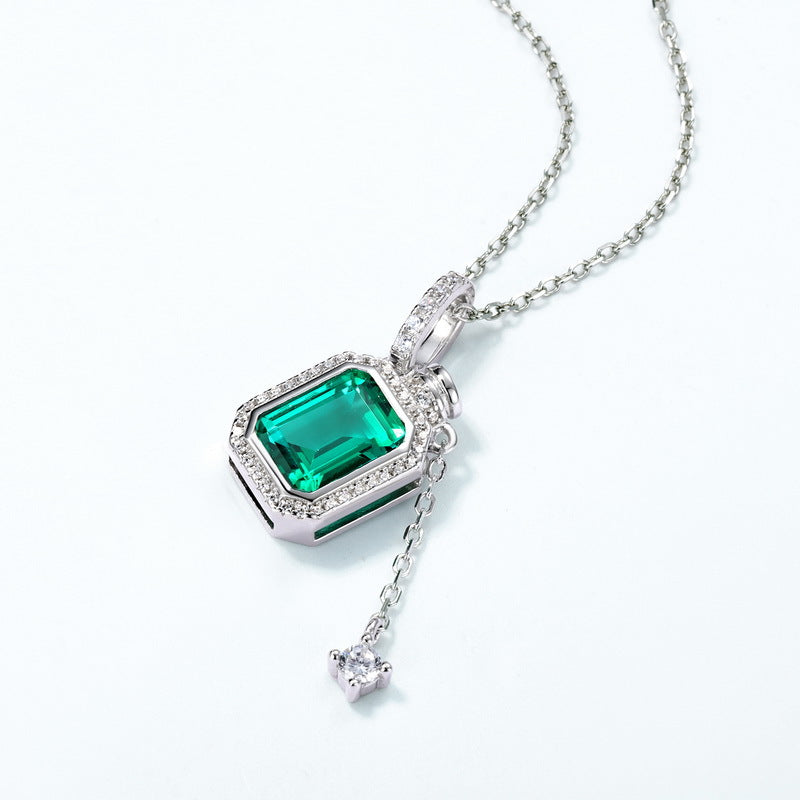 Magic Bottle Lab-Grown Emerald Necklace - S925 Sterling Silver