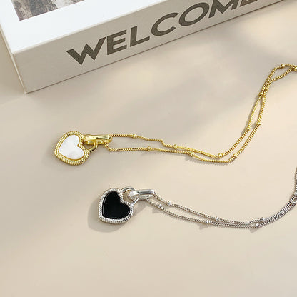Maillard Accessories S925 Sterling Silver Necklace Women's Double-sided Mother-of-pearl Light Luxury Collarbone Chain Cross-border Cold Style Style