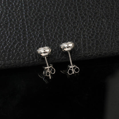 Classic Bezel-Set Lab-Grown Diamond Stud Earrings - S925 Sterling Silver