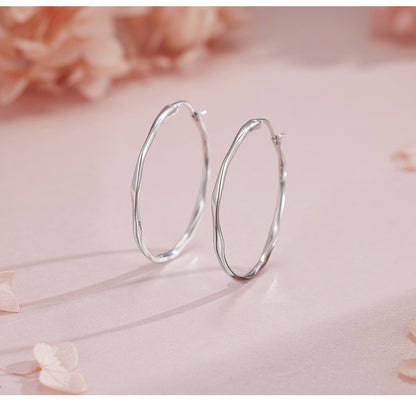 Circle Earrings for Women, High-end S925 Sterling Silver, Irregular Personalized Exquisite European and American Large Earrings for Women