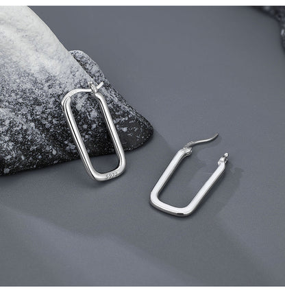Rectangle Enamel Epoxy Earrings for Women, S925 Sterling Silver, Minimalist Design, Unique and Creative Ear Studs