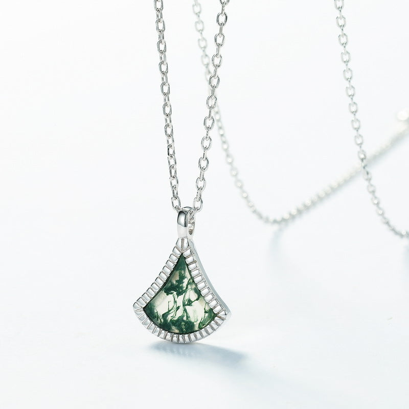 Ginkgo Moss Agate Pendant Necklace | 925 Sterling Silver