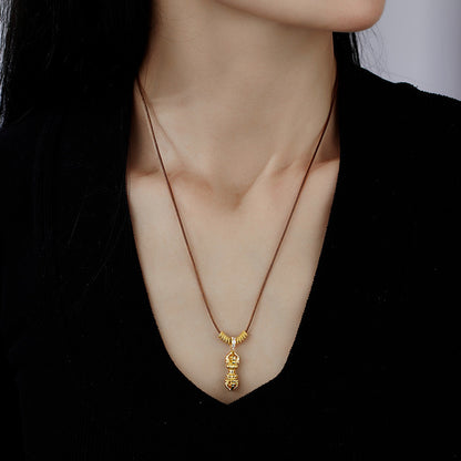 Necklace Accessible Luxury Niche High-end S925 Sterling Silver New Chinoiserie National Trend Vajra Autumn and Winter Pull-out Longsweater Chain