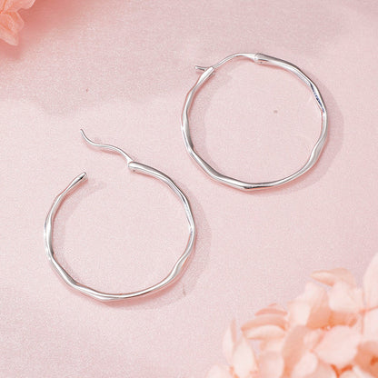 Circle Earrings for Women, High-end S925 Sterling Silver, Irregular Personalized Exquisite European and American Large Earrings for Women