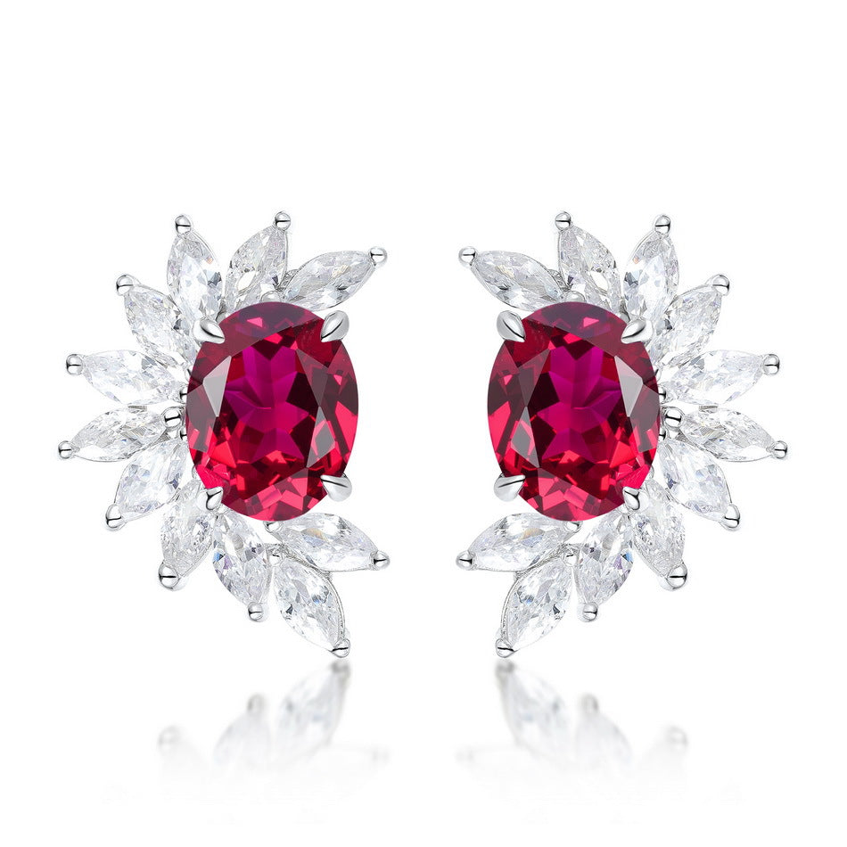 Blossom Cluster: Halo-Set Lab-Grown Emerald Flower Stud Earrings | 925 Silver | Dapaza