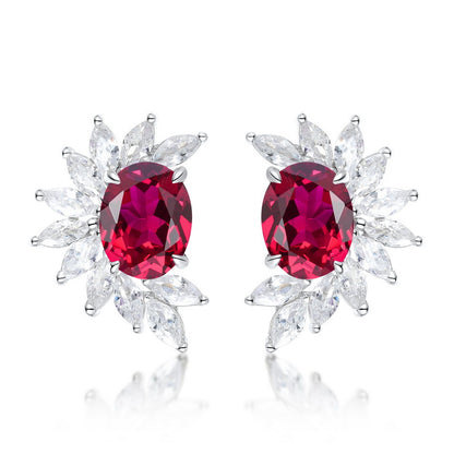 Blossom Cluster: Halo-Set Lab-Grown Emerald Flower Stud Earrings | 925 Silver | Dapaza