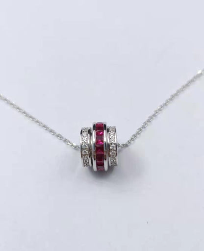 Lab-Grown Emerald Pendant Necklace - S925 Sterling Silver