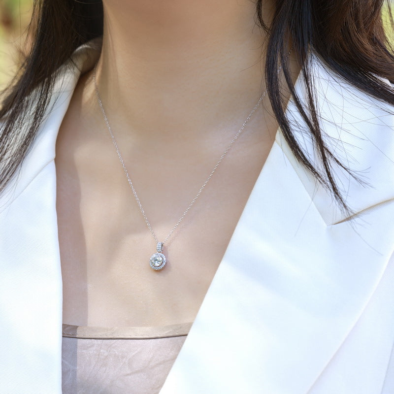 One Carat Lab-grown Diamond Necklace for Women, S925 Sterling Silver, Full Diamond Lightweight Luxury Choker, Perfect Gift for Girlfriend
