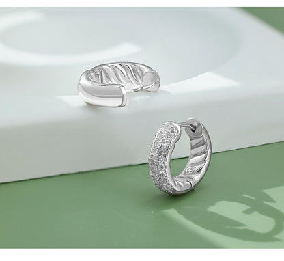 S925 Sterling Silver Earrings Women's Niche Design High-end Zircon Ring