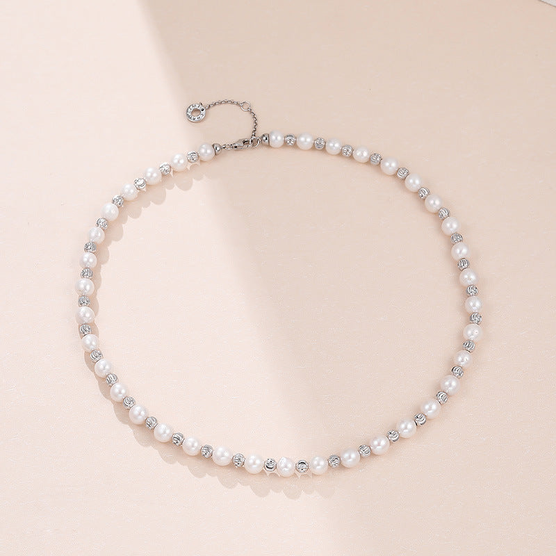 New S925 Sterling Silver Baroque Pearl Necklace