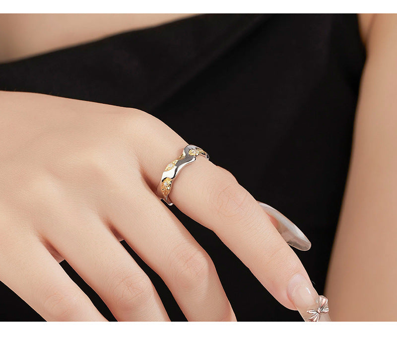 New Arrival Color Separation S925 Silver, 18k Gold Color Separation Stackable Plain Ring Asymmetricalniche Style Open Ring