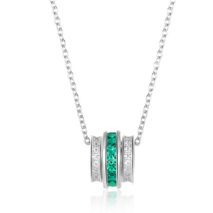 Lab-Grown Emerald Pendant Necklace - S925 Sterling Silver