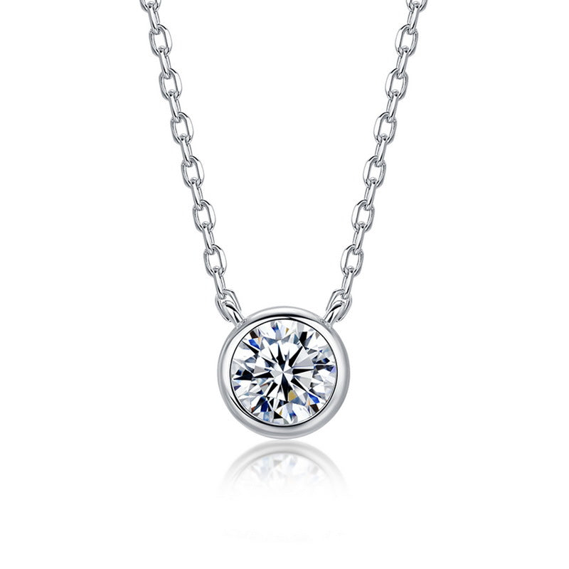 Classic 0.50ct Lab-Grown Diamond Bezel Pendant Necklace & Stud Earrings Set - S925 Sterling Silver