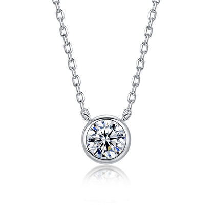 Classic 0.50ct Lab-Grown Diamond Bezel Pendant Necklace & Stud Earrings Set - S925 Sterling Silver