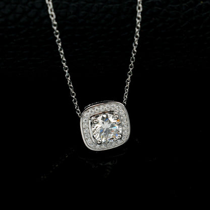 Geometric Halo Lab-Grown Diamond Necklace - S925 Sterling Silver