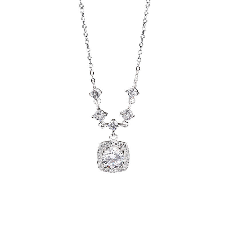 Dapaza 999 Sterling Silver Sugar Cube Necklace Women
