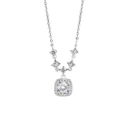 Dapaza 999 Sterling Silver Sugar Cube Necklace Women