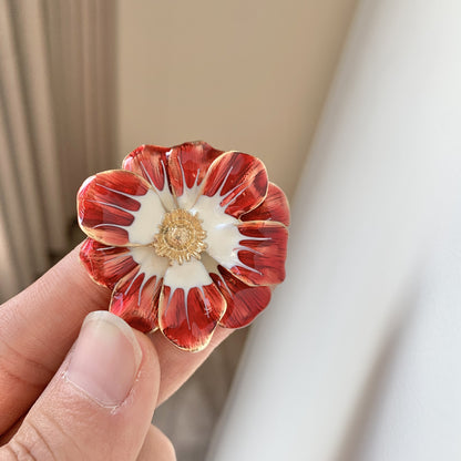 Gold-Plated Enamel Sunflower Brooch
