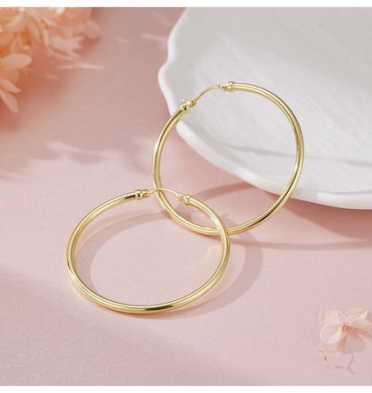 New Circle Earrings S925 Sterling Silver Minimalist Style Hoop Earrings