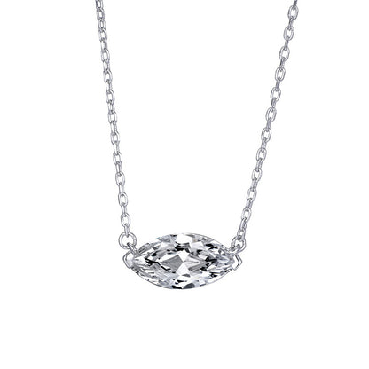Hot New Product S925 Sterling Silver Marquise Zircon Necklace Women's Trendy Simple Stacked Clavicle Chain