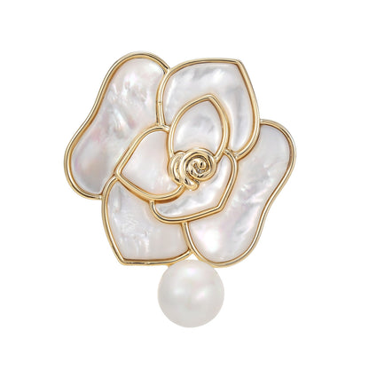 Dapaza Camellia Mother of Pearl Brooch