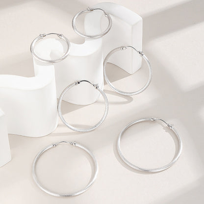 New 925 Sterling Silver Earrings Matte Circle Stud Earrings