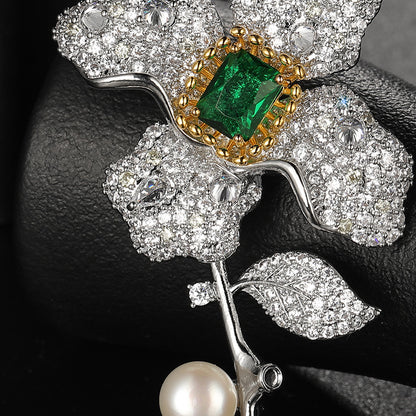 Four-leaf Flower Natural Freshwater Pearl Agate Brooch