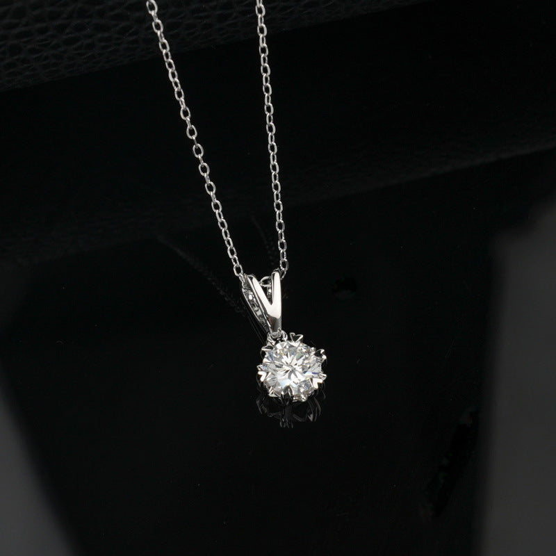 1 Carat Round Lab-Grown Diamond Heart 6-Prong Necklace - S925 Silver