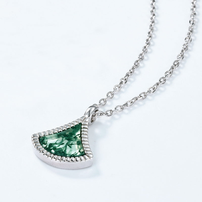 Ginkgo Moss Agate Pendant Necklace | 925 Sterling Silver