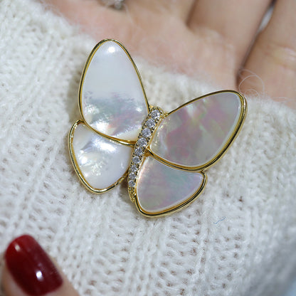 Break The Cocoon Into A Butterfly Natural Shell Butterfly Brooch