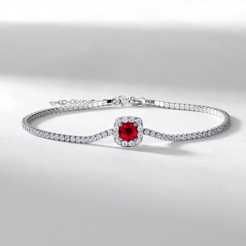 Vintage Deco: Emerald-Cut Lab-Grown Emerald Tennis Bracelet | 925 Silver | Dapaza