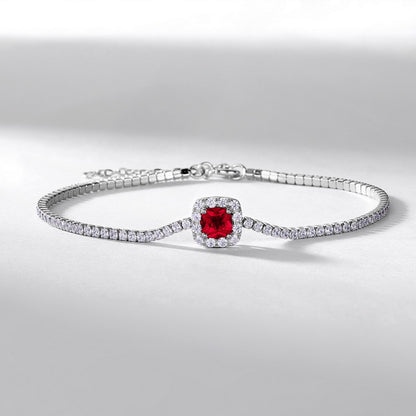 Vintage Deco: Emerald-Cut Lab-Grown Emerald Tennis Bracelet | 925 Silver | Dapaza