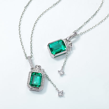 Magic Bottle Lab-Grown Emerald Necklace - S925 Sterling Silver