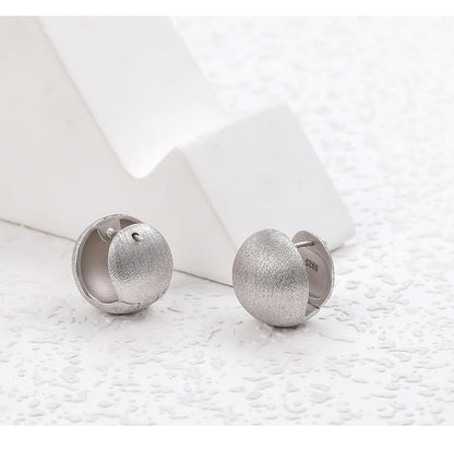New S925 Sterling Silver Fashion Round Brushed Earrings